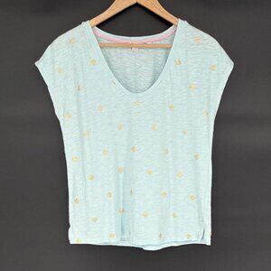 Boden Women's Fun Voop T-Shirt S Light Blue Seafoam Seashell Coastal Summer Top